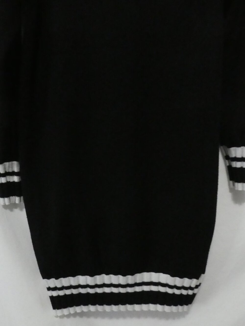 TRISTAN Long Mock Neck Sweater Dress Button Detail - Black and White - Medium - Picture 14 of 16